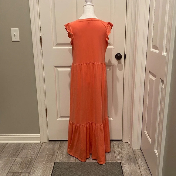 Sundry Tiered Ruffle Sleeve Dress Pigment Cherry 16354 - Picture 6 of 11